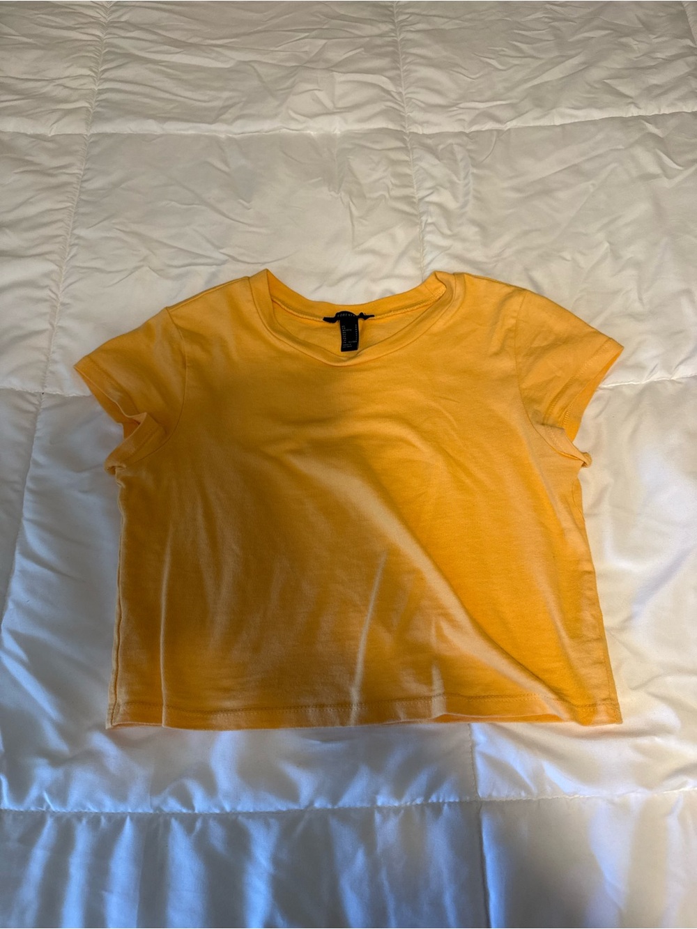 Forever 21 Yellow Short Sleeve Crop Top